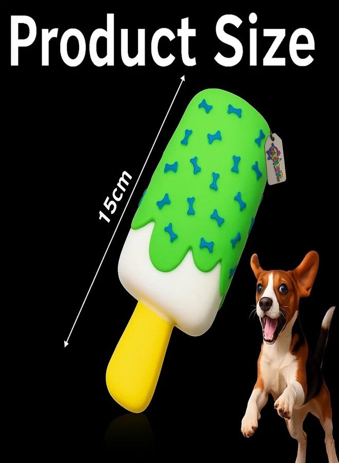 Western Era Ice Cream Stick Shape Dog Squeaky Toy | Chewable Rubber Pet Toy with Bone Print Design | Interactive Play Fetch & Chewing Toy for Dogs & Puppies | Bright, Fun Design with Built-in Squeaker - Image 3